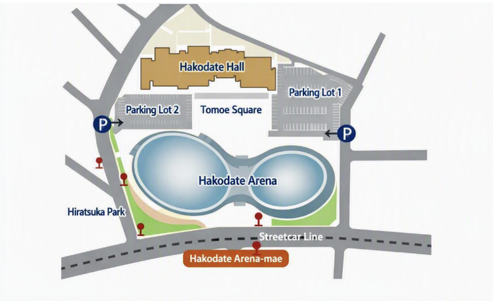 Map of the Hakodate Salmon Marunama Hall and Arena conference site